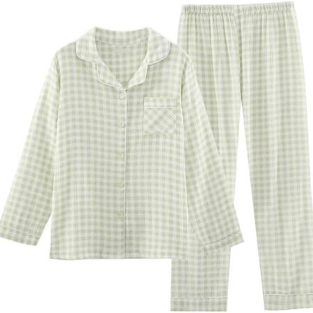 Cotton Button-Down Long-Sleeve Pajama Set