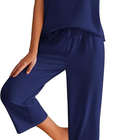Cotton short-sleeve pajama set with long pants