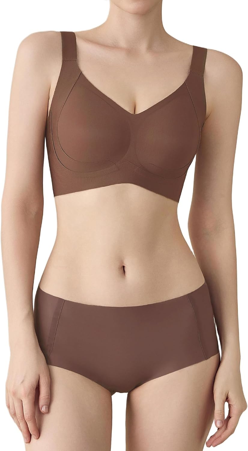 Seamless wire-free sports bra set