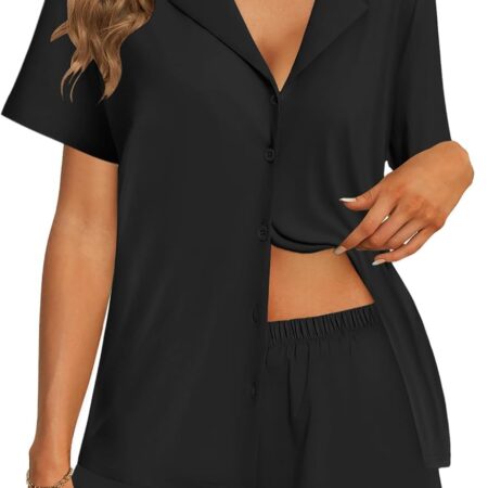 Cotton Button-Down Short-Sleeve Pajama Set