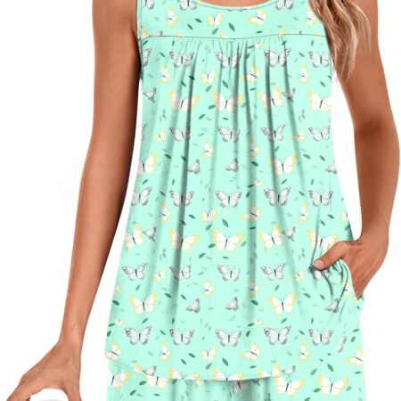 Sleeveless tank and shorts pajama set