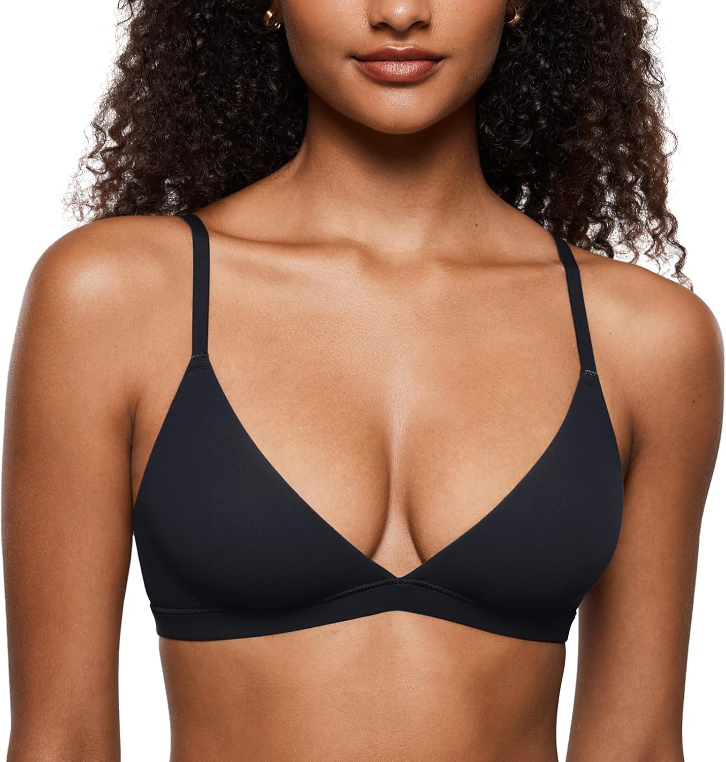 Seamless, deep-V triangle bra