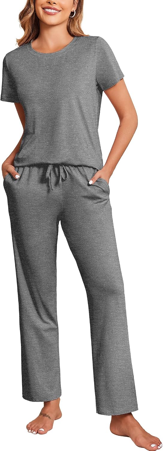 Cotton Short-Sleeve T-Shirt and Long Pants Pajama Set