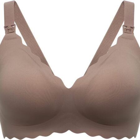 Seamless nursing bra with flexible support strips