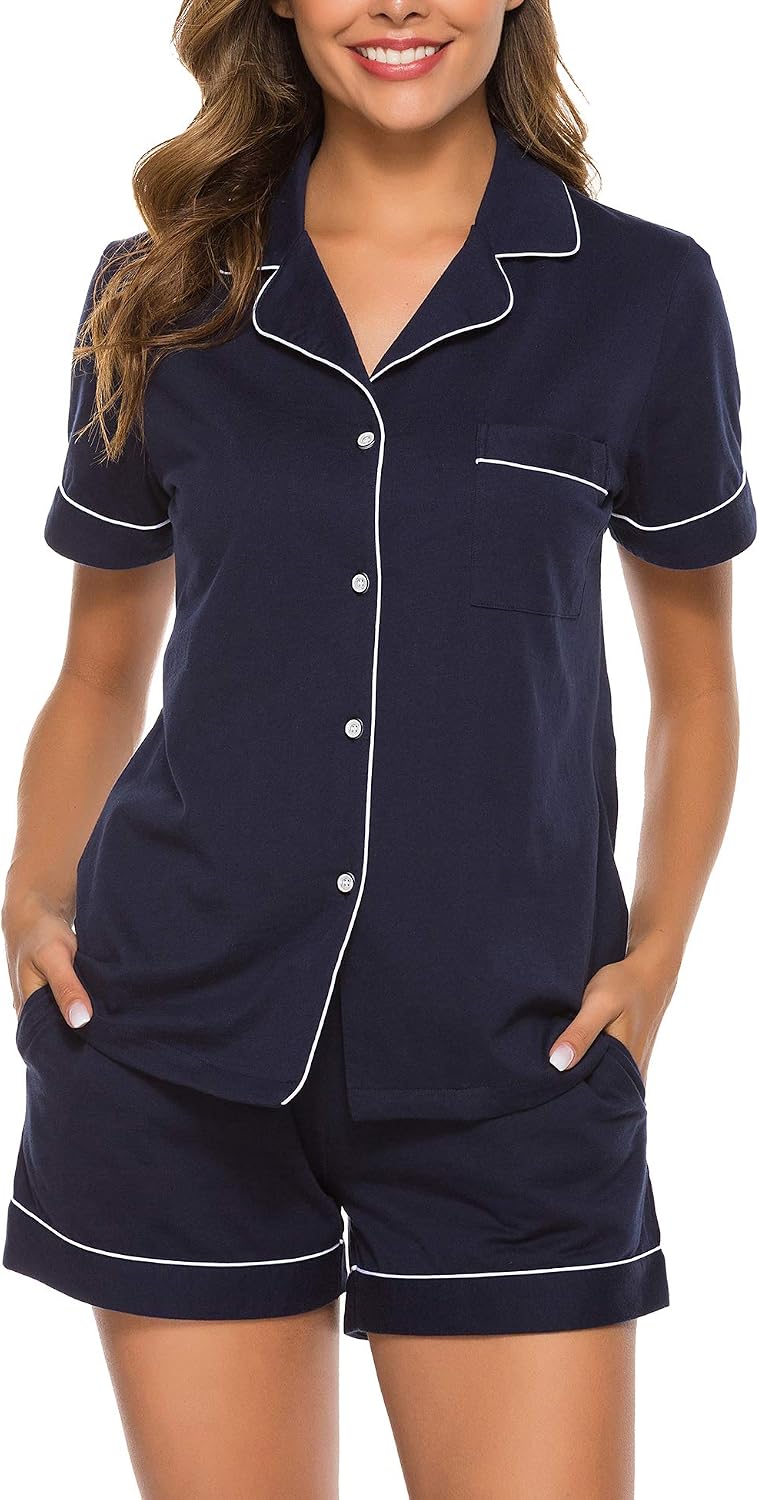 Pure Cotton Short-Sleeve Pajama Set (with Shorts)