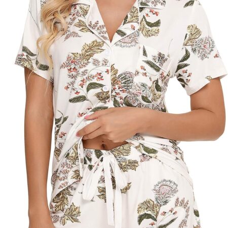 Postpartum Short-Sleeve Button-Down Pajama Set